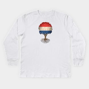 Tree of Life with Dutch Flag Kids Long Sleeve T-Shirt